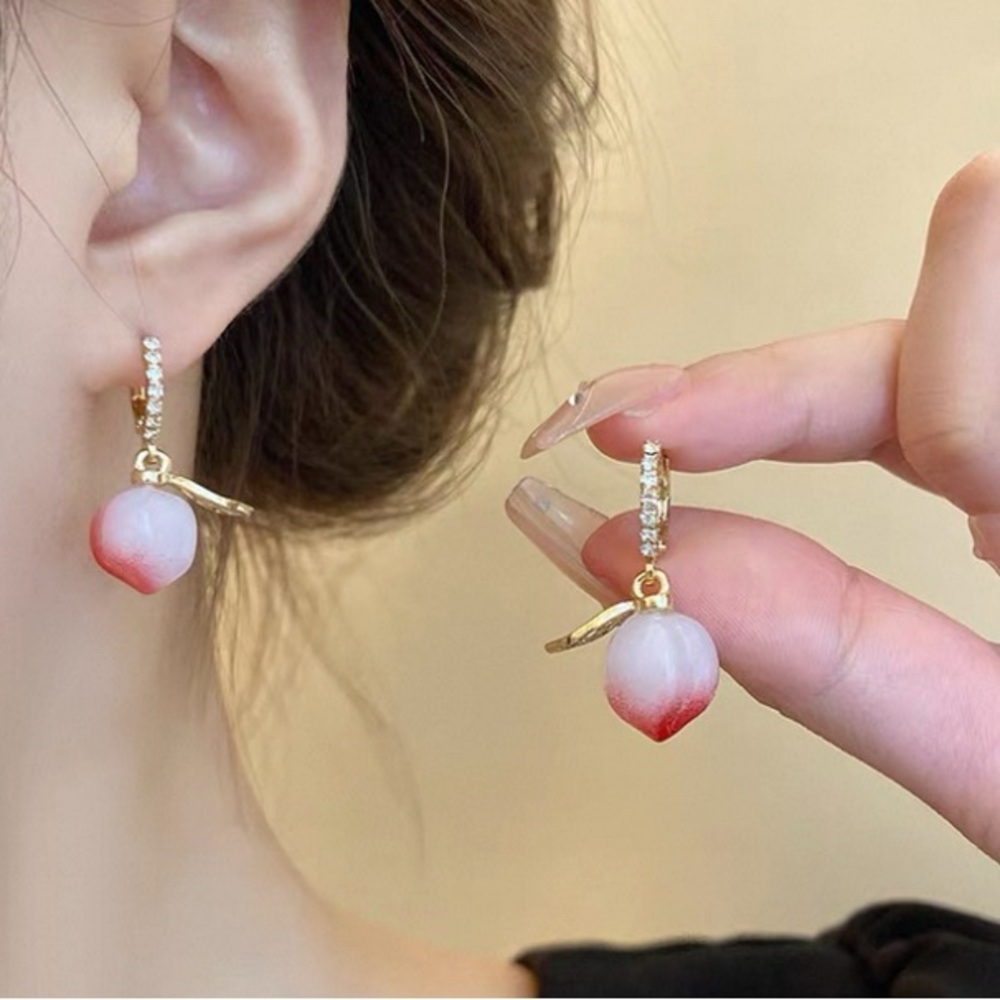 Pink Peach Drop Hood Earrings (NWOT)